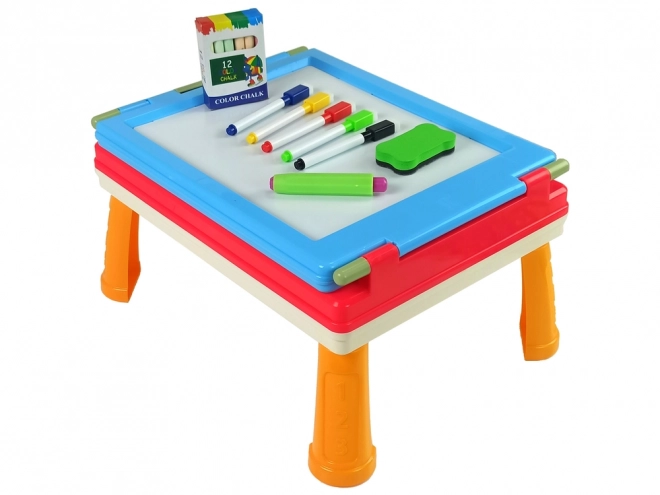 3-in-1 Magnetic Chalkboard and Game Table Blue