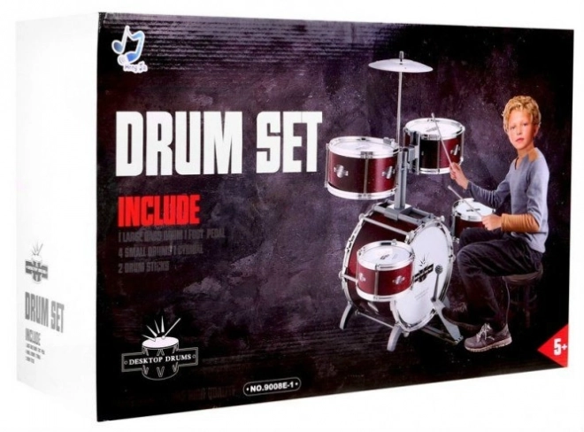 5-drum kids drum set with stool and cymbal