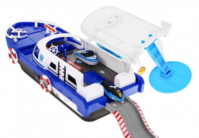 Interactive Police Boat 2-in-1 with Storage and Vehicles for Kids 3+