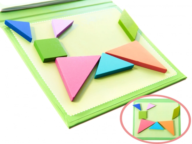 Magnetic Tangram Puzzle Book 3D Wooden Blocks