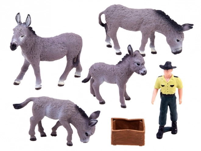 Animal Farm Set with Donkey Figures 4 Pieces – B