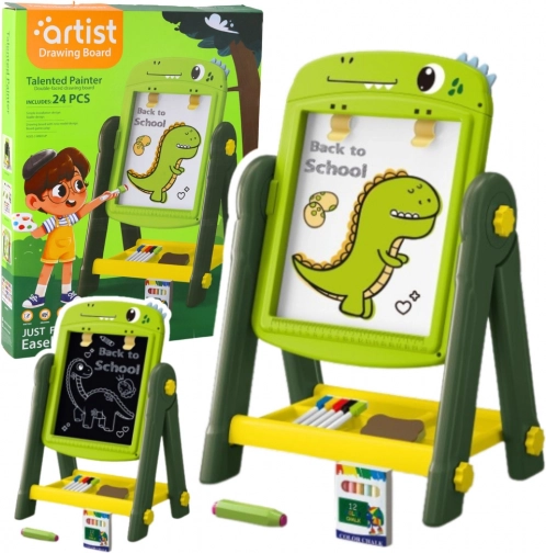 Double-sided Magnetic Drawing Board Dinosaur Green with Accessories