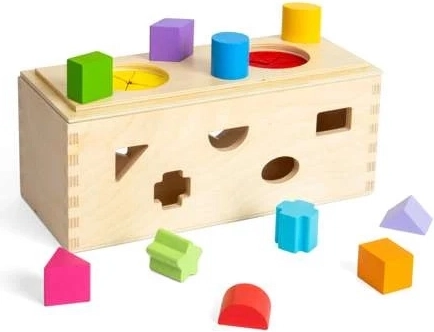 Bigjigs Toys Scatola enigmatica in legno per l'inserimento e la classificazione delle forme