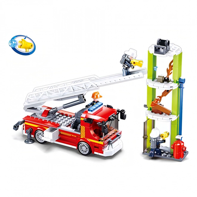 Fire Truck with Telescopic Ladder Building Set