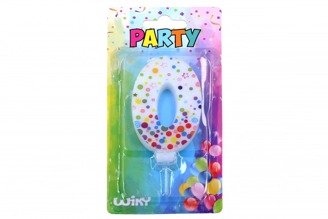 Polka Dot Number 0 Party Candle