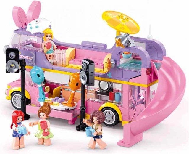 Double-decker party bus full of details