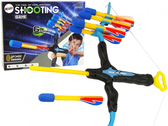 Kids' Blue and Black Archery Bow with 6 Arrows