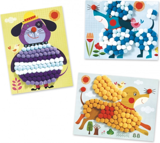 Collages with Pom-poms Dog Playfulness by Djeco