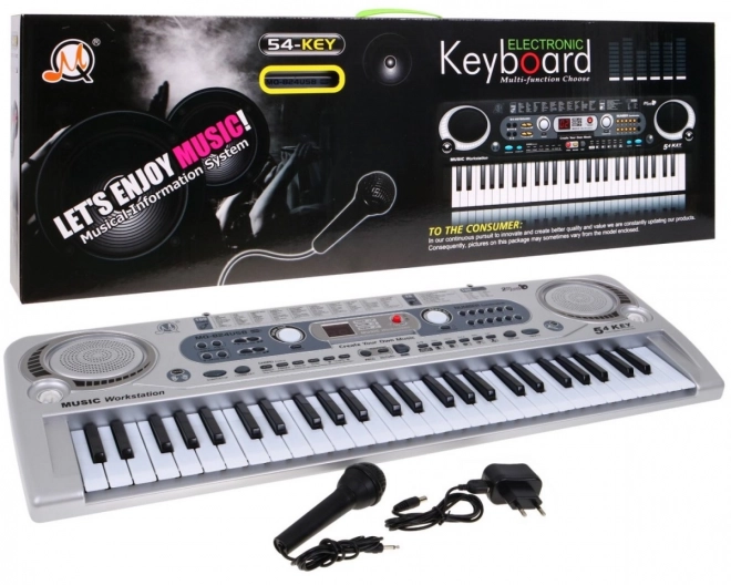 Silver Kids Keyboard with Microphone and Recording Function