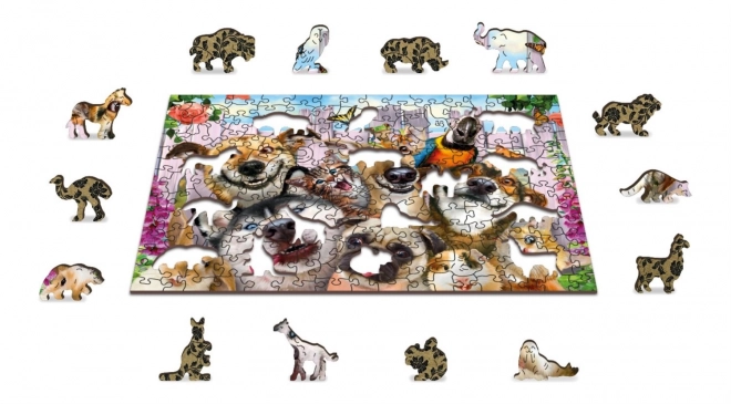 Wooden Puzzle Crazy Pets 2-in-1