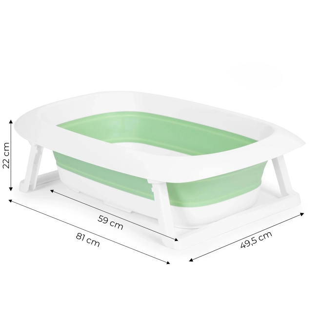 Foldable Baby Bathtub with Drain - Green Cow Design