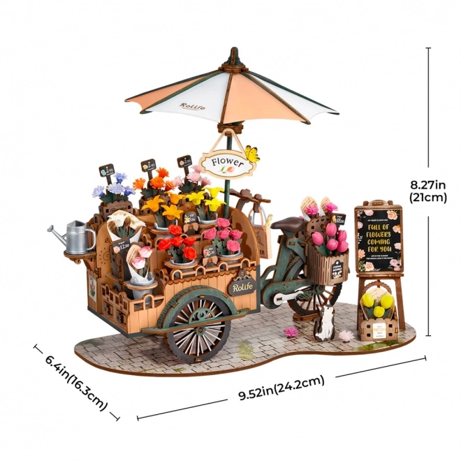 3d wooden puzzle flower cart