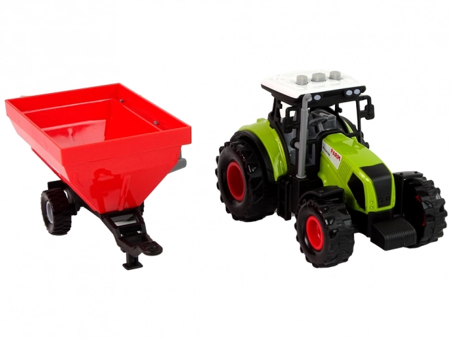 Green Farm Tractor with Detachable Grain Trailer and Sound