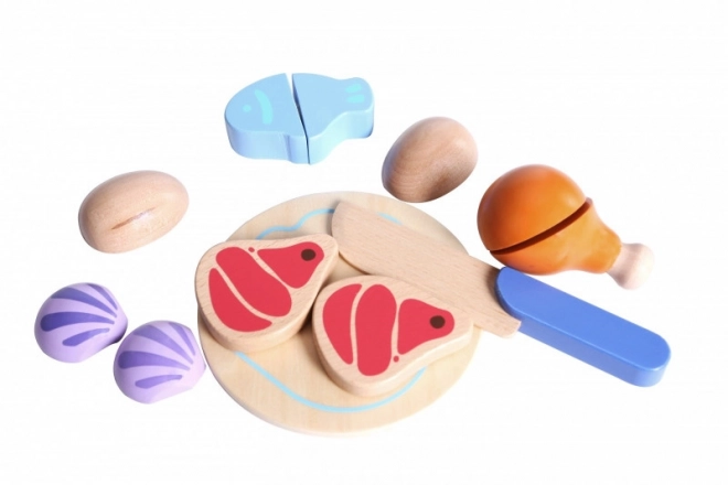 Wooden Play Food Set - Fish, Chicken & More