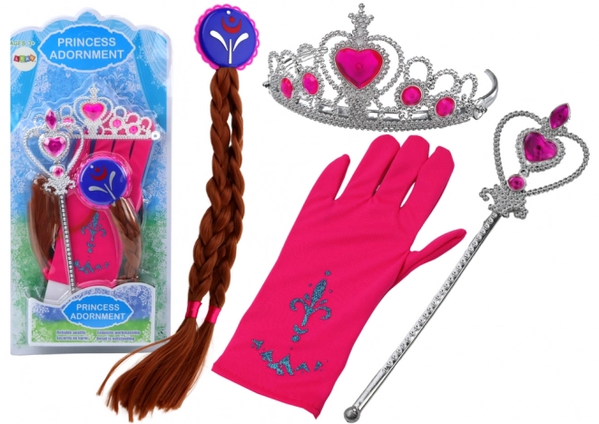 Princess Accessories Set with Wand, Gloves, Crown, and Braids