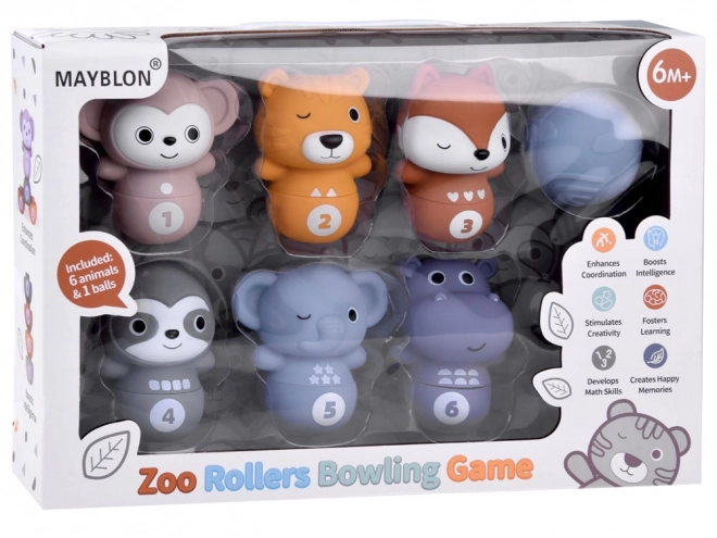 Rubber Zoo Animal Bowling Set