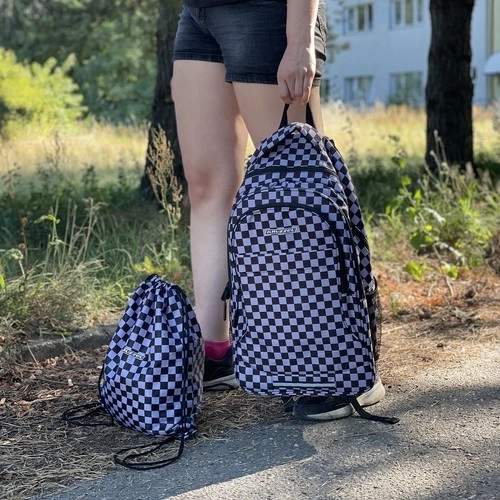 Chessboard Pattern Backpack with Gym Bag 30L