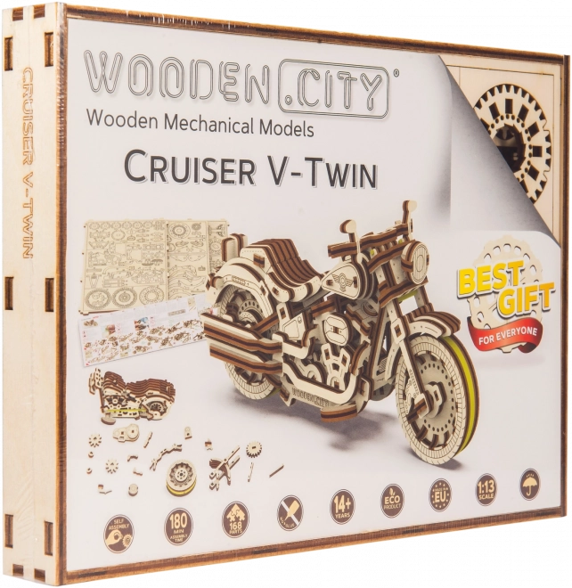 Wooden 3D Cruiser V-Twin Motorcycle Puzzle