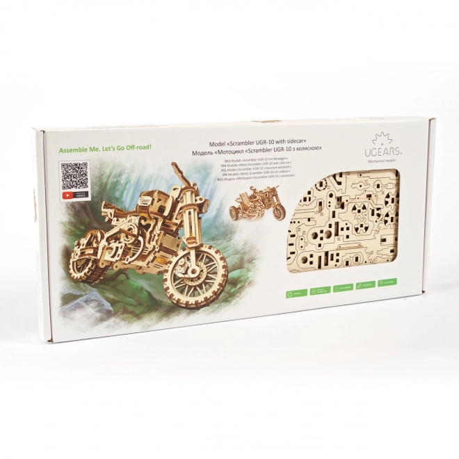 Ugears 3D Wooden Mechanical Puzzle Motorcycle with Sidecar