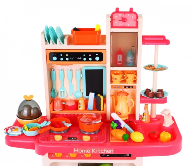 Stylish Pink Kids Kitchen with Water Tap and Interactive Burner