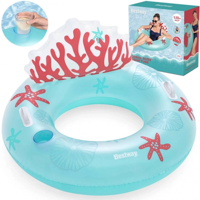 Inflatable Coral Reef Pool Float with Backrest