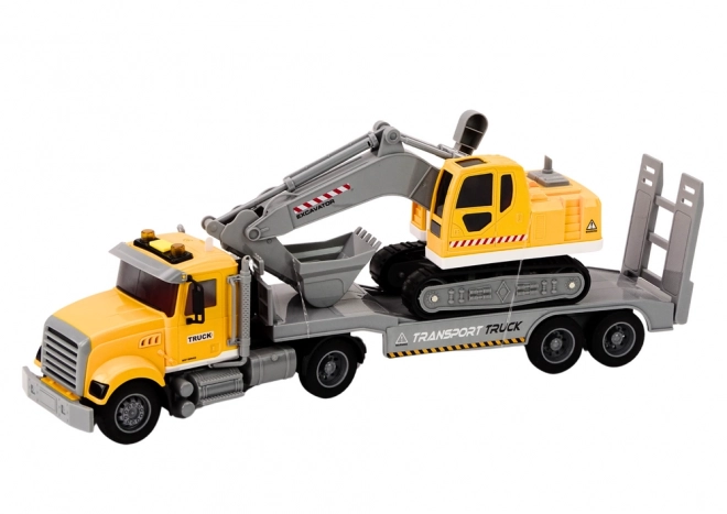 Yellow Toy Construction Truck with Excavator