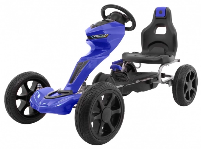 Grand Ride Pedal Go-Kart for Kids 3+ Blue + EVA Wheels + Adjustable Seat + Hand Brake