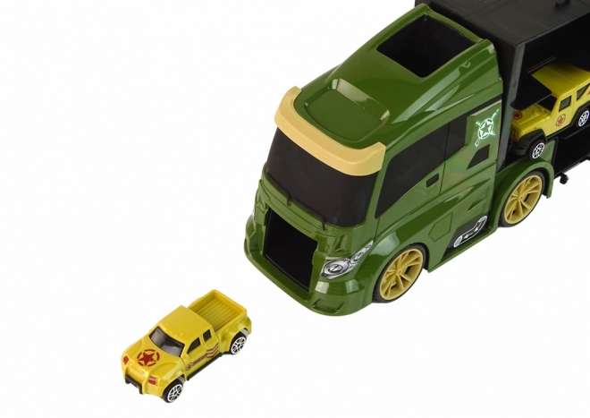 Transport Truck with Small Vehicles and Carrying Case - Green