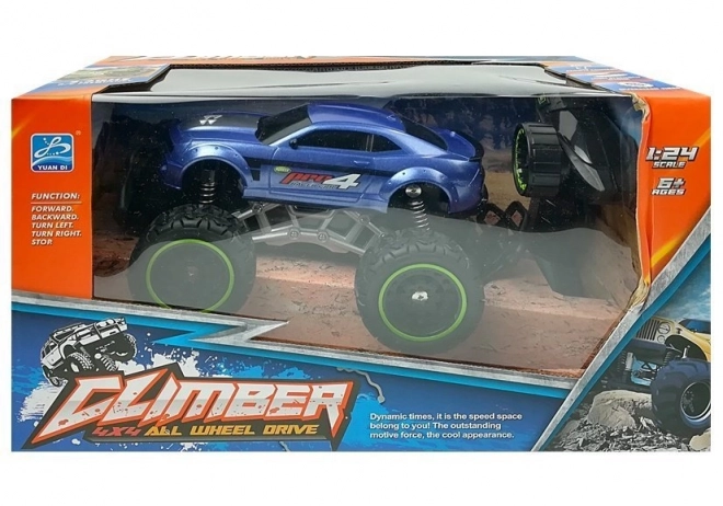 Remote Controlled Off-Road Car with High Wheels Blue