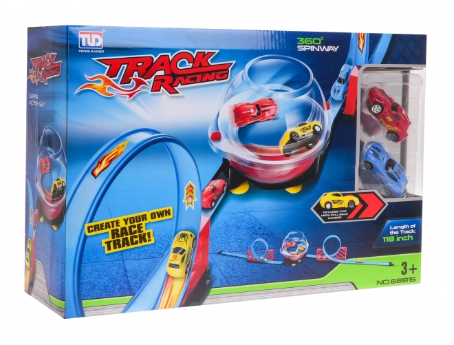 Double Lane Race Track with Pull-Back Cars for Kids 3+