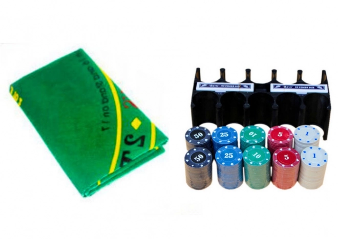 Poker Game Set with Cards, Chips, and Game Board