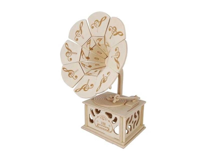 Woodcraft Wooden 3D Puzzle Gramophone