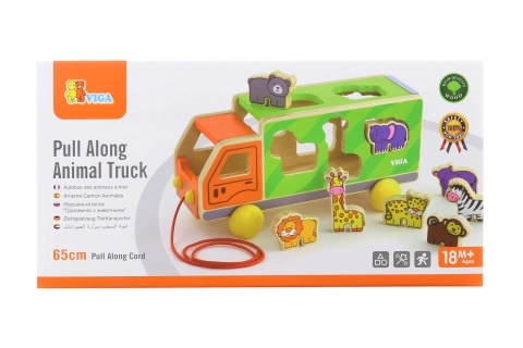 Wooden Toy Truck with Animal Inserts