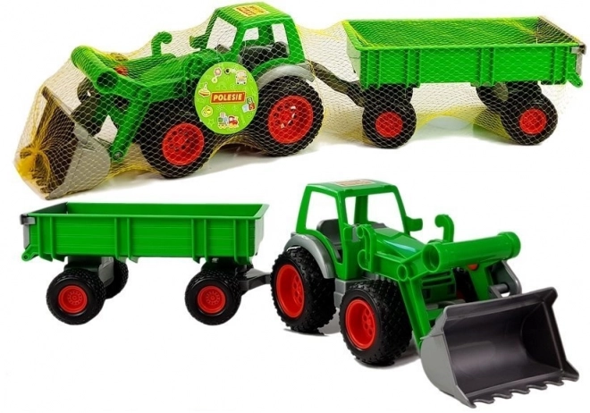 Green Tractor Loader with Trailer by Polesie