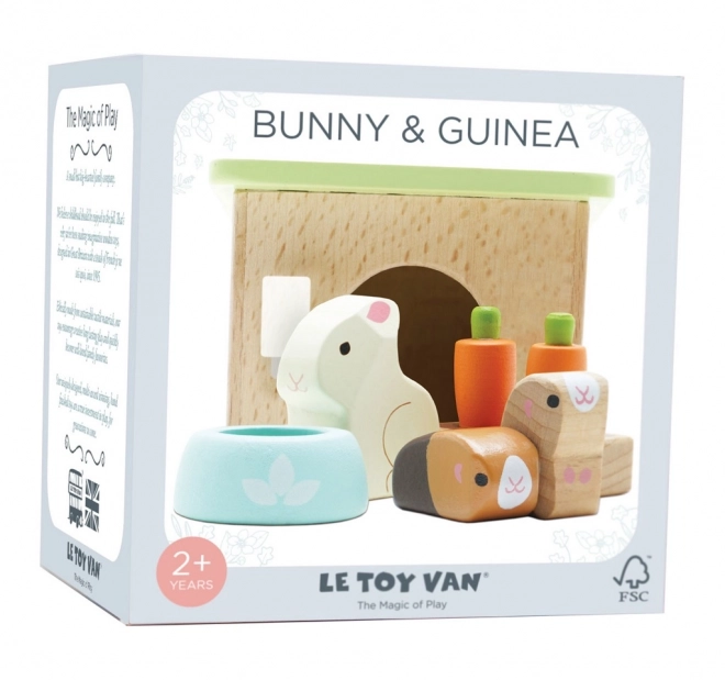 Wooden Bunny and Guinea Pig Playset