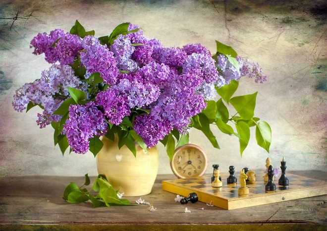 Enjoy Puzzle Lilacs and Chess 1000 Pieces