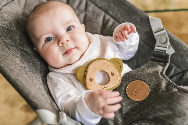 Silicone Wooden Teether Koala Dove Grey