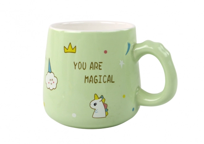 Ceramic Unicorn Mug with Lid and Spoon