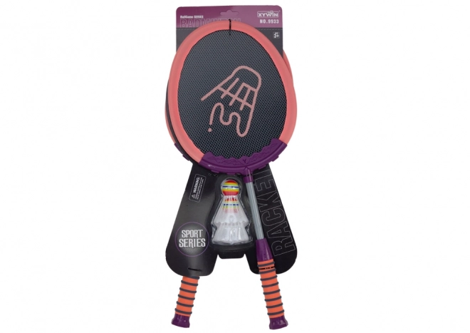 Badminton Set with 2 Rackets and Shuttlecocks Pink