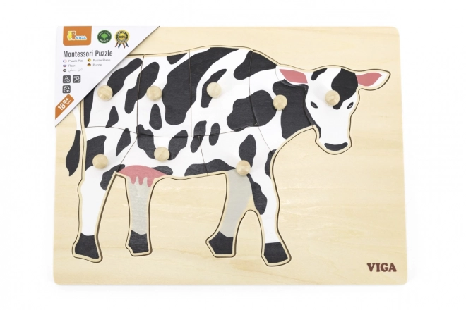 Wooden Montessori Puzzle - Cow