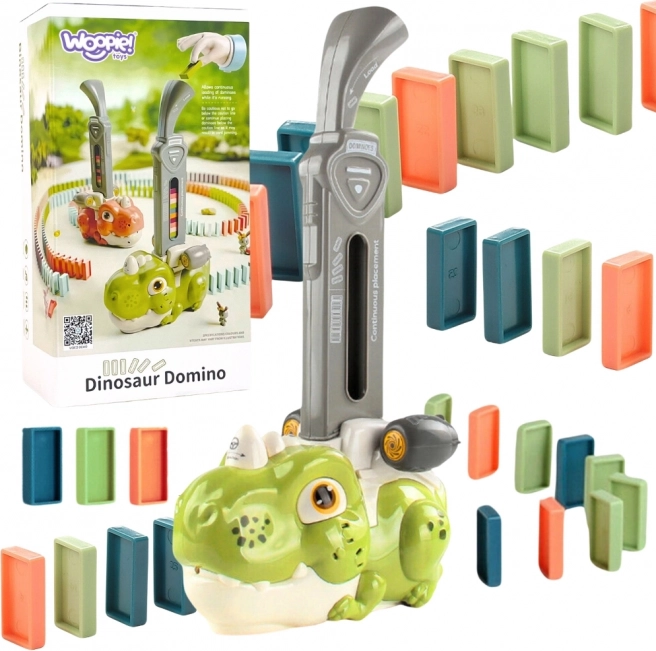 Dinosauro verde interattivo WOOPIE con trenino elettrico e domino