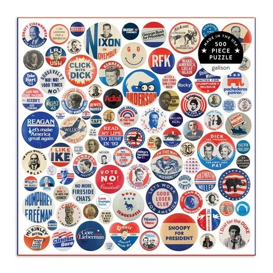 Galison American History Campaign Badge Puzzle 500 Pieces