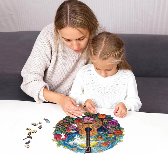 Dřevěné puzzle Kytara 200 dílků