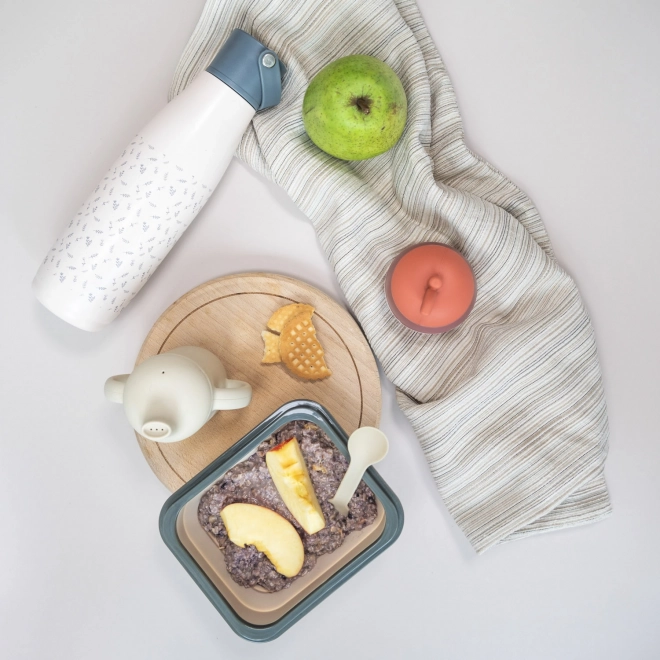 Silicone Lunch Box with Cutlery in Mustard Yellow