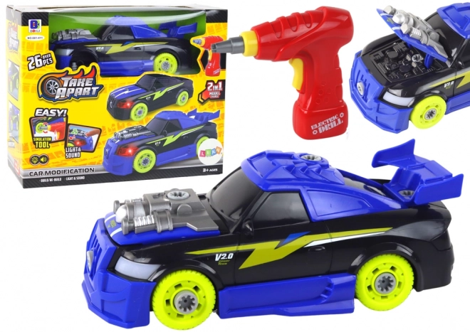 Blue DIY Car with Drill, Sounds and Lights
