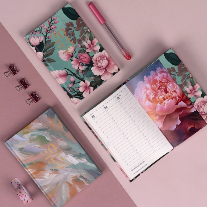 Weekly Magnetic Planner Pink Flower 2025