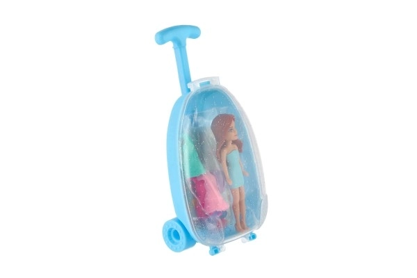 Doll with Accessories in Plastic Suitcase