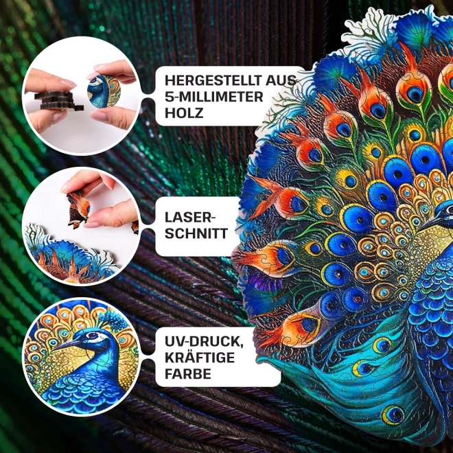 EscapeWelt Wooden Glow-in-the-Dark Peacock Puzzle 200 Pieces