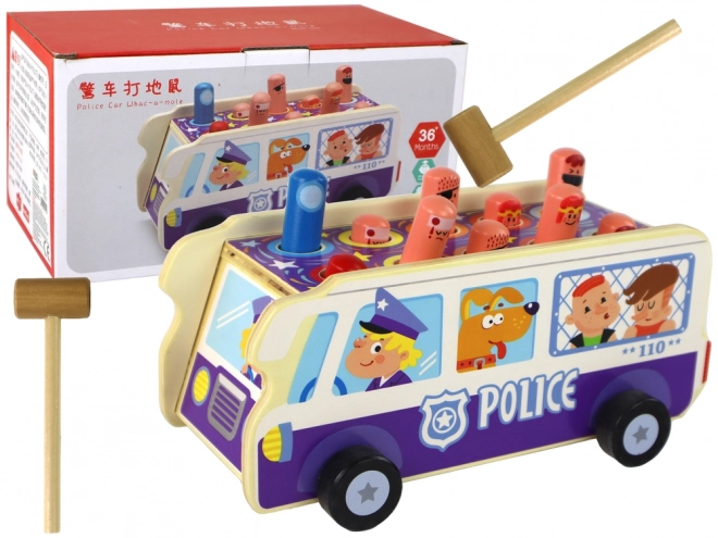 Wooden Skill Game Police Bus