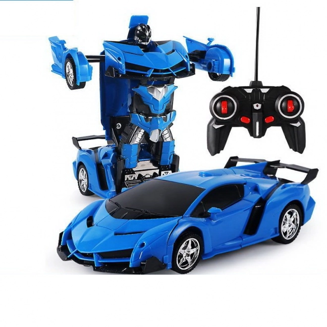 Remote Control Transforming Car Robot with Lights and Sounds - Blue